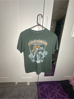 Awake Olive Green Graphic Tee with Western Print
